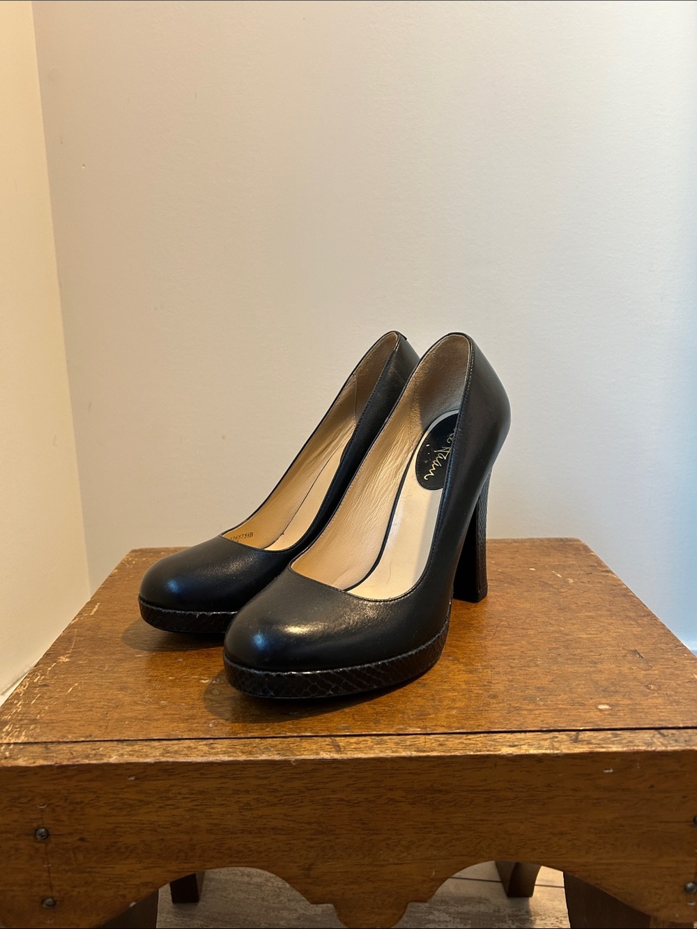 Cole Haan Black Leather Platform Pump Heels